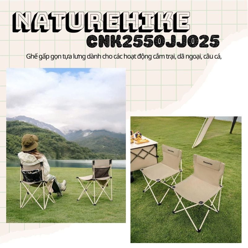 Ghế ngồi dã ngoại, câu cá gọn nhẹ Naturehike CNK2550JJ025