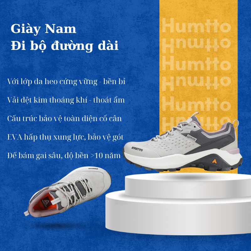 Giày nam Trekking, leo núi Humtto 160560A - Da heo giữ ấm, bền bỉ
