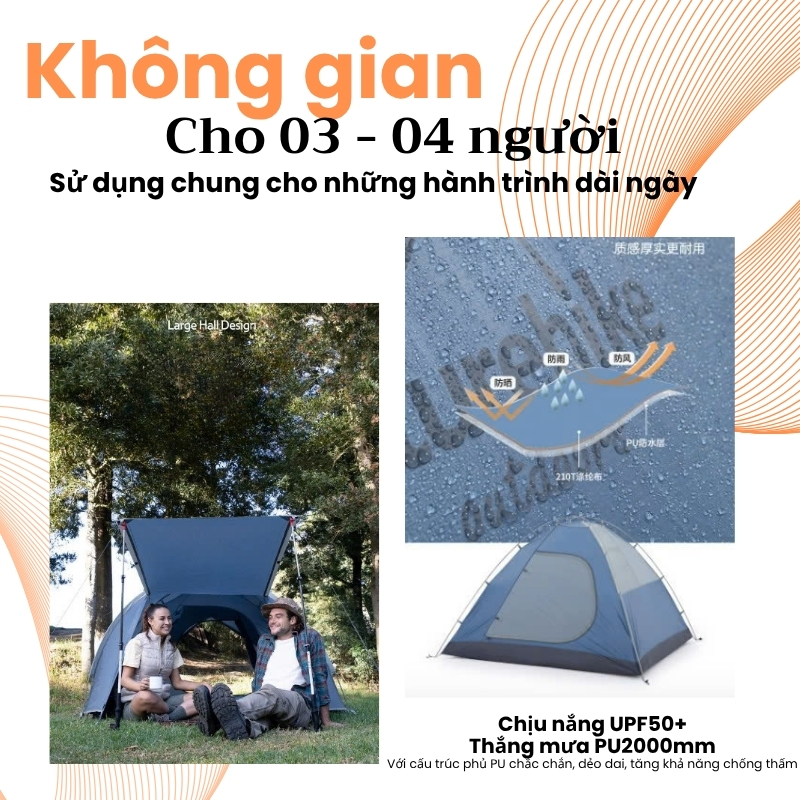Lều cắm trại P-Series - Lều nhẹ Naturehike P-Plus NH21ZP015