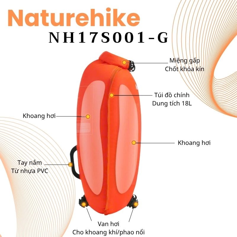 Naturehike NH17S001-G mới - Túi mang đồ khô 2 trong 01 cho thể thao nước