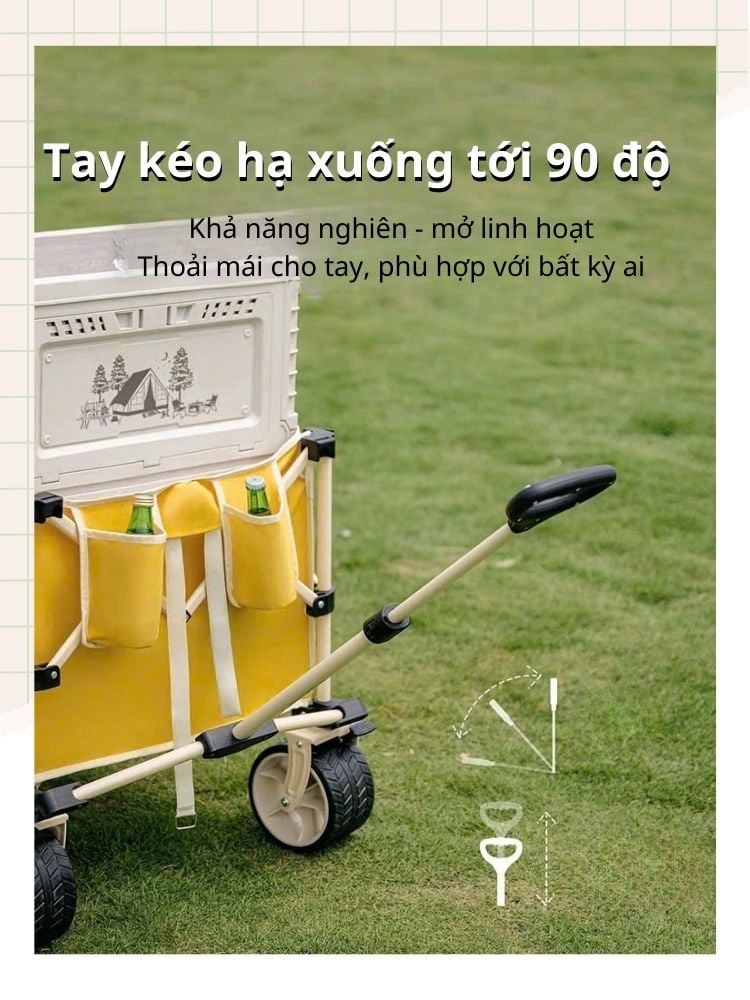 Xe kéo đồ cắm trại Naturehike CNK2450JJ017 với khả năng mở rộng khoang chứa