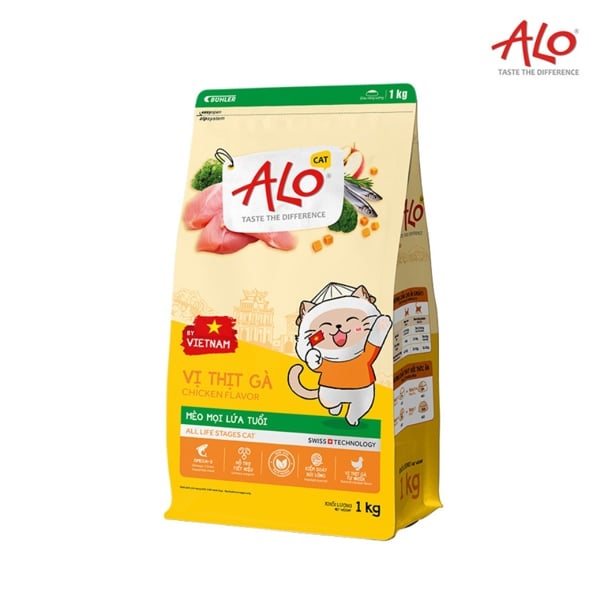 ALO Cat ​​All Life Stages gói 1kg Thức ăn hỗn hợp cân bằng dinh dưỡng cho mèo vị thịt gà