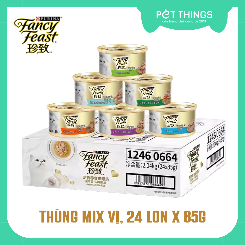 Purina Fancy Feast Gold Thức ăn ướt Pate lon Nội Địa Trung Cho Mèo, Thùng 8ggx24 Lon Mix Vị