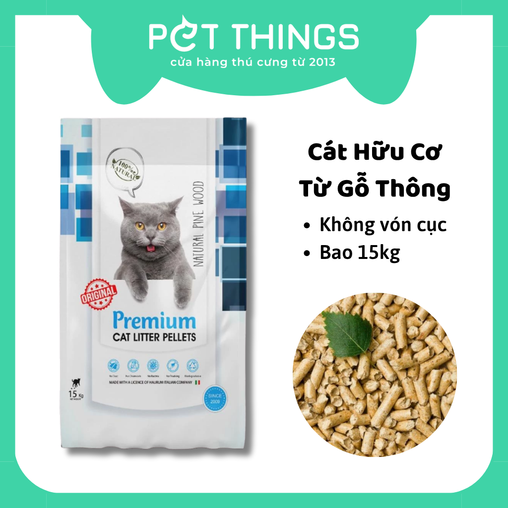 Cát Vệ Sinh Premium Natural Pine Wooden Pellet Từ Gỗ Thông Cho Mèo, Bao 15kg