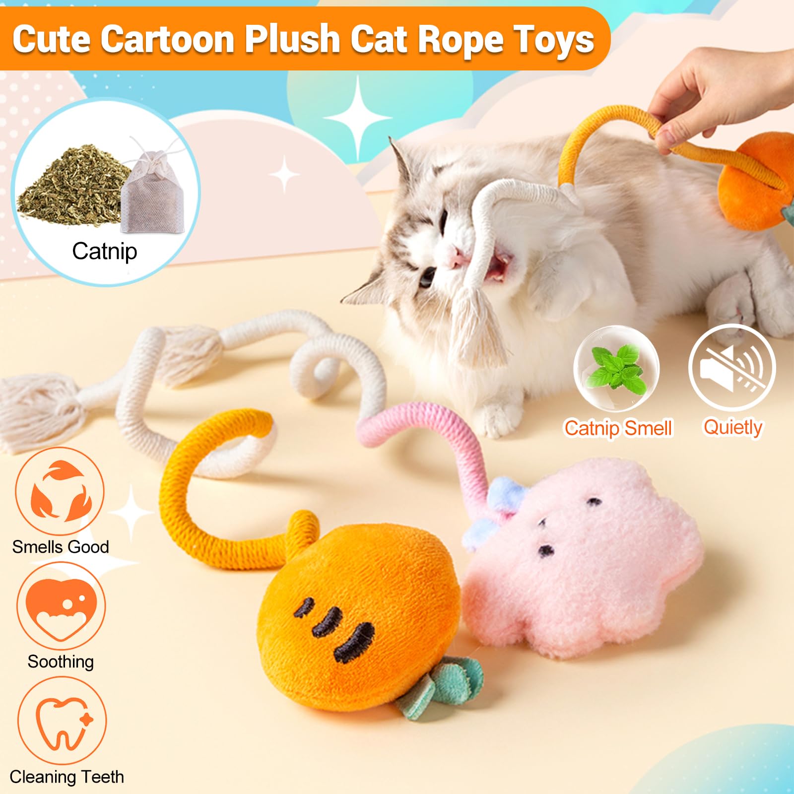 Đồ chơi thú bông catnip kèm dây thừng cho mèo 49cm