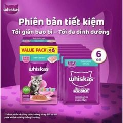 HỘP 6 GÓI TIẾT KIỆM WHISKAS VALUE PACK 80GX6 Hộp Pate Cho Mèo
