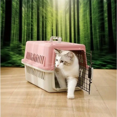 Lồng vận chuyển nhựa cứng hàng không cho thú cưng, free size 46*24*29cm