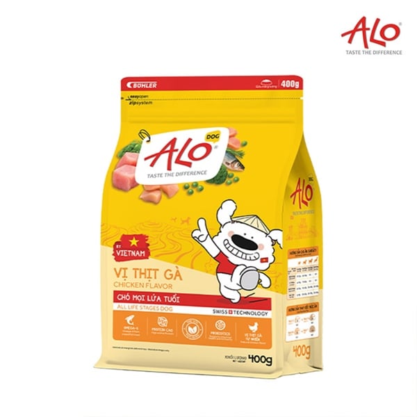 ALO Dog ​​All Life Stages 400g Thức ăn hỗn hợp cân bằng dinh dưỡng cho chó vị thịt gà