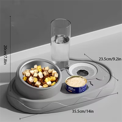 Bộ ăn uống chén nghiêng + bình nước tự động 500ml 3in1