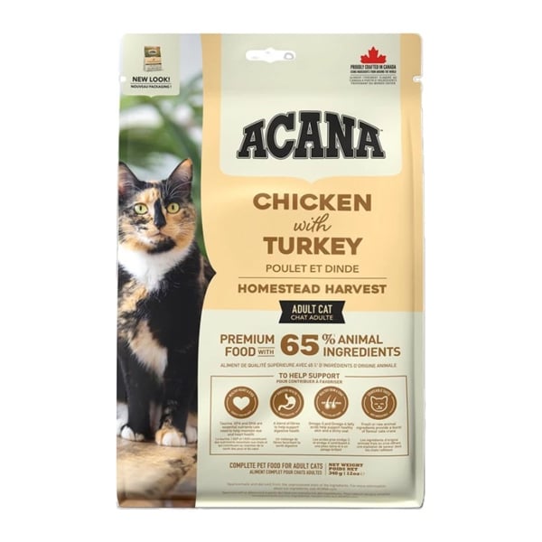 ACANA Homestead Harvest CHICKEN with TURKEY - Thức ăn hạt cho mèo lớn, thịt gà & gà tây