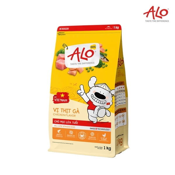 ALO Dog ​​All Life Stages 1kg Thức ăn hỗn hợp cân bằng dinh dưỡng cho chó vị thịt gà