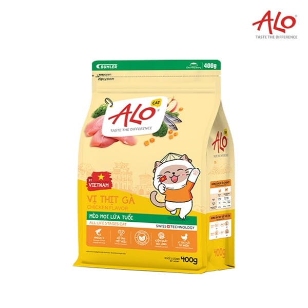 ALO Cat ​​All Life Stages 400g Thức ăn hỗn hợp cân bằng dinh dưỡng cho mèo vị thịt gà