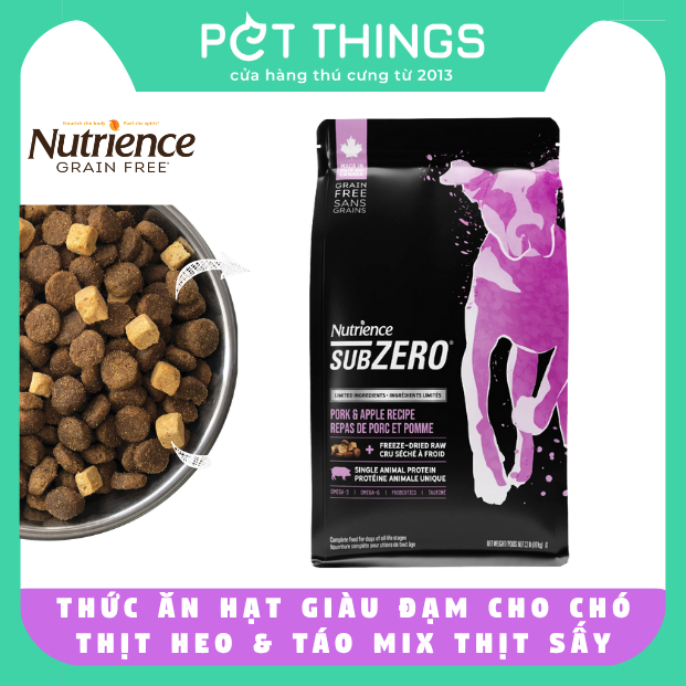 Thức ăn hạt Nutrience Subzero Grain Free cho chó Thịt heo & Táo (Pork & Apple), mix thịt đông khô