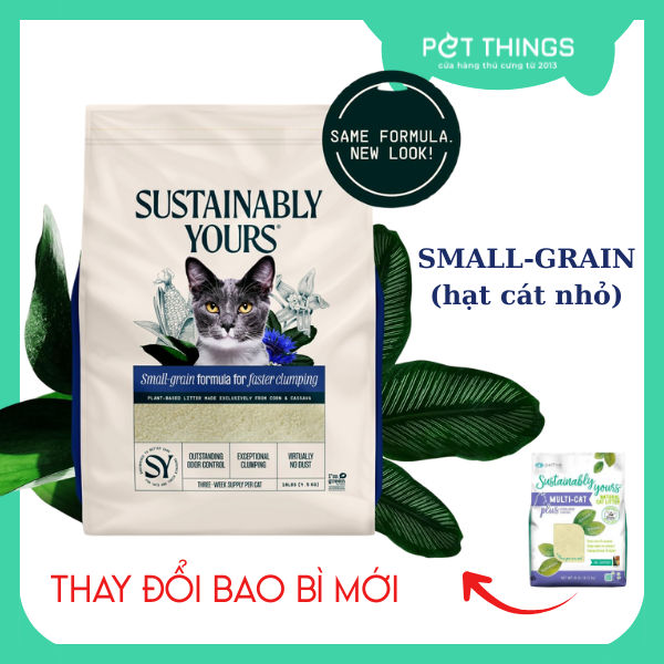 Cát Vệ Sinh Hữu Cơ từ Bắp Ngô Petfive Sustainably Yours Hạt Nhỏ Small Grain