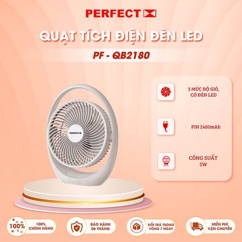  QUẠT ĐỂ BÀN CÓ SẠC TÍCH ĐIỆN ĐÈN LED EERFECT PF-QB2180 
