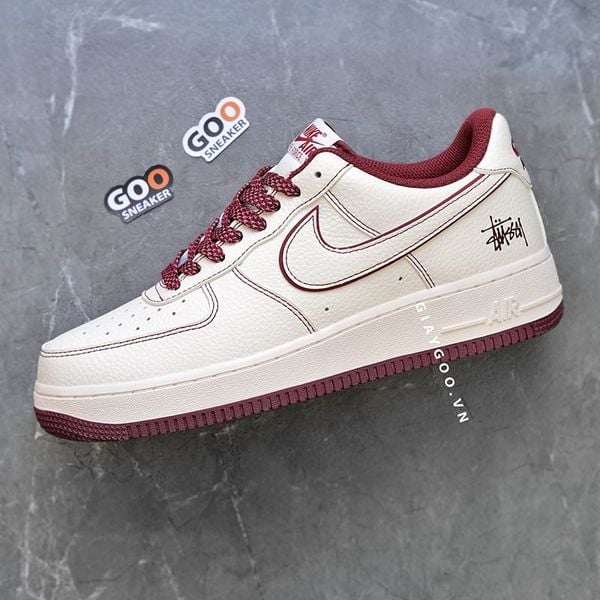  Giày Nike Air Force 1 Stussy White Red 