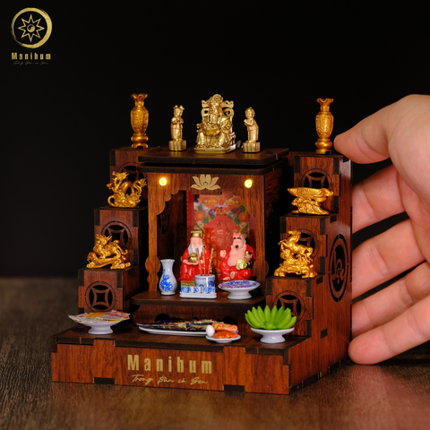 Set 2-2 COMBO 5 - BÀN THỜ SONG LONG CHẦU NGUYỆT + PHỤ KIỆN