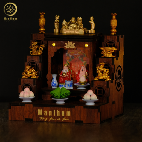 Set 2-6 COMBO 5 - BÀN THỜ SONG LONG CHẦU NGUYỆT + PHỤ KIỆN