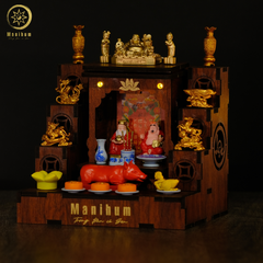 Set 2-4 COMBO 5 - BÀN THỜ SONG LONG CHẦU NGUYỆT + PHỤ KIỆN