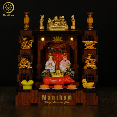 Set 1-4 COMBO 5 - BÀN THỜ  KIM TÀI PHÚC ĐỊA + PHỤ KIỆN