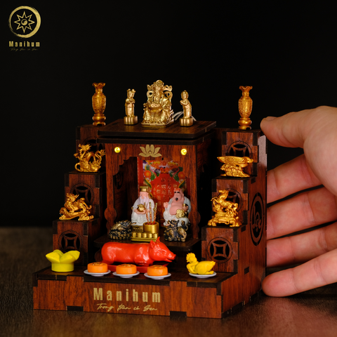 Set 1-1 COMBO 5 - BÀN THỜ  KIM TÀI PHÚC ĐỊA + PHỤ KIỆN