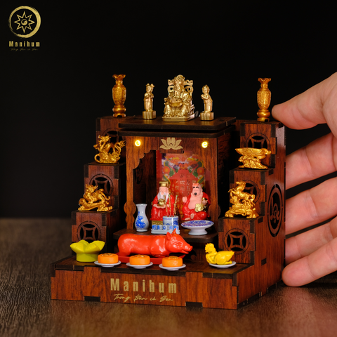 Set 2-1 COMBO 5 - BÀN THỜ SONG LONG CHẦU NGUYỆT + PHỤ KIỆN