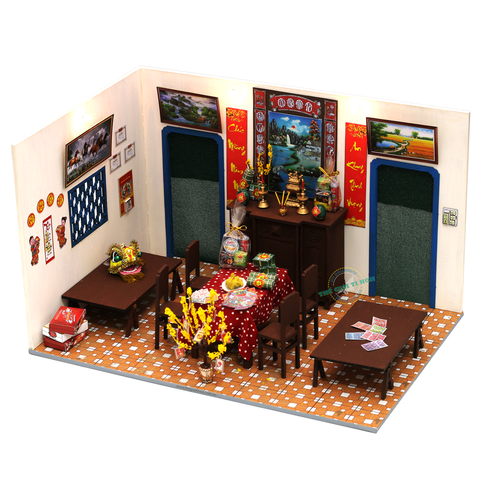 Mô Hình Tết Sài Gòn Xưa Tí Hon - Tết Sum Vầy - TX06 (SẢN PHẨM CHƯA KÈM KEO)