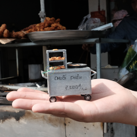 Sài Gòn Thu Nhỏ - Mô Hình Hàng Rong - Xe Chuối Chiên - HR06 (SẢN PHẨM CHƯA KÈM KEO)