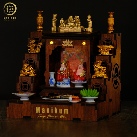 Set 2-5 COMBO 5 - BÀN THỜ SONG LONG CHẦU NGUYỆT + PHỤ KIỆN