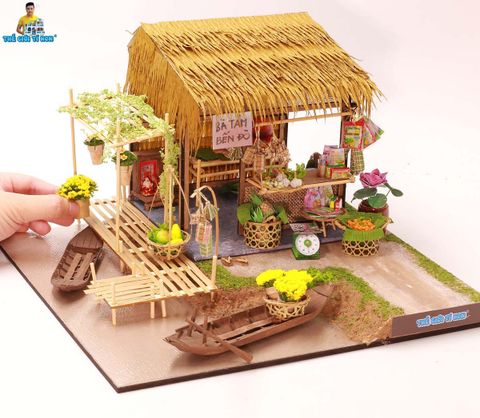 Mô Hình Miền Tây Sông Nước Bằng Gỗ Tự Lắp Ráp DIY - Thế Giới Tí Hon - Bà Tám Bến Đò - MT04