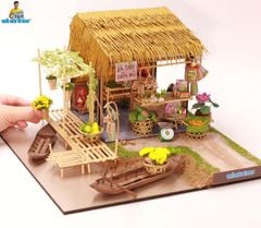 Mô Hình Miền Tây Sông Nước Bằng Gỗ Tự Lắp Ráp DIY - Thế Giới Tí Hon - Bà Tám Bến Đò - MT04