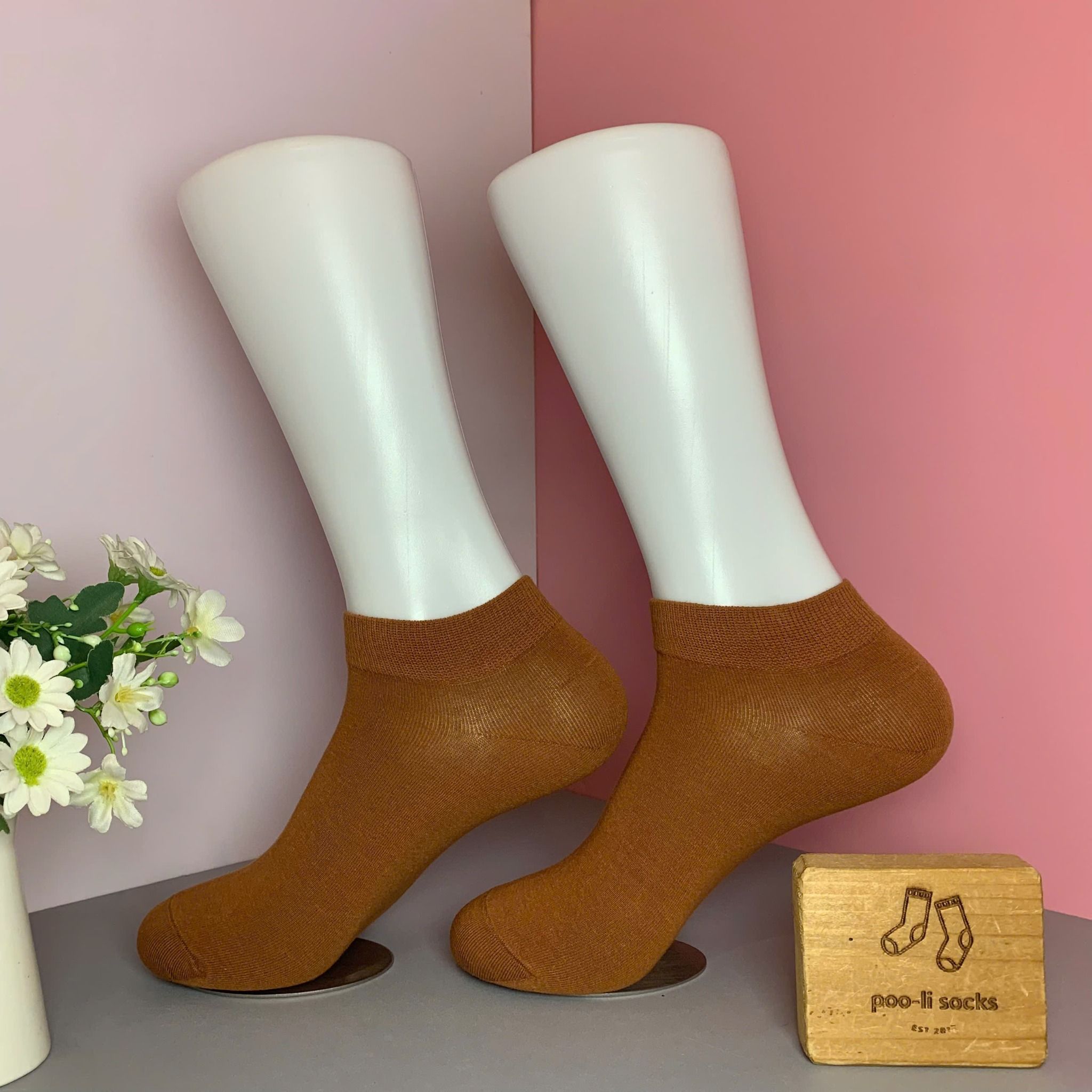 Vớ ngắn họa tiết màu trơn CAM