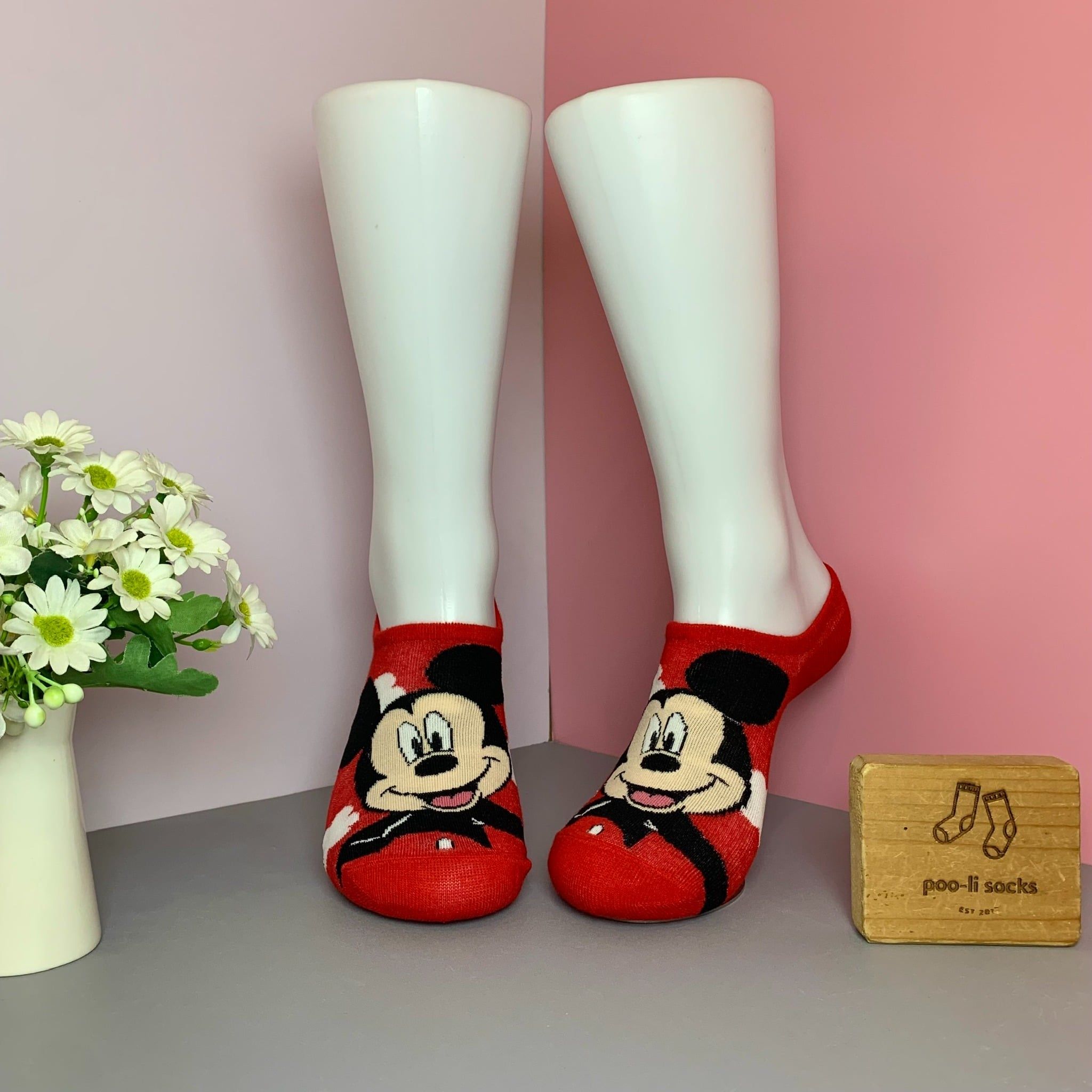 Vớ ngắn họa tiết Micky đỏ