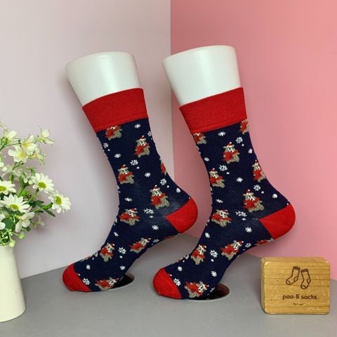  Vớ dài hoạ tiết gấu choàng khăn 