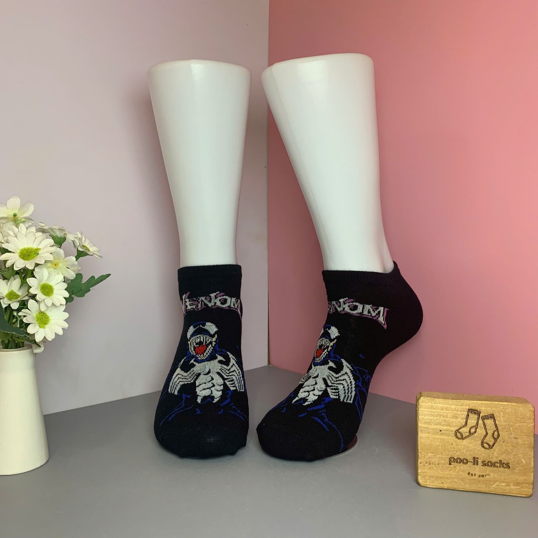 Vớ ngắn hoạ tiết siêu anh hùng MARVEL đen Venom