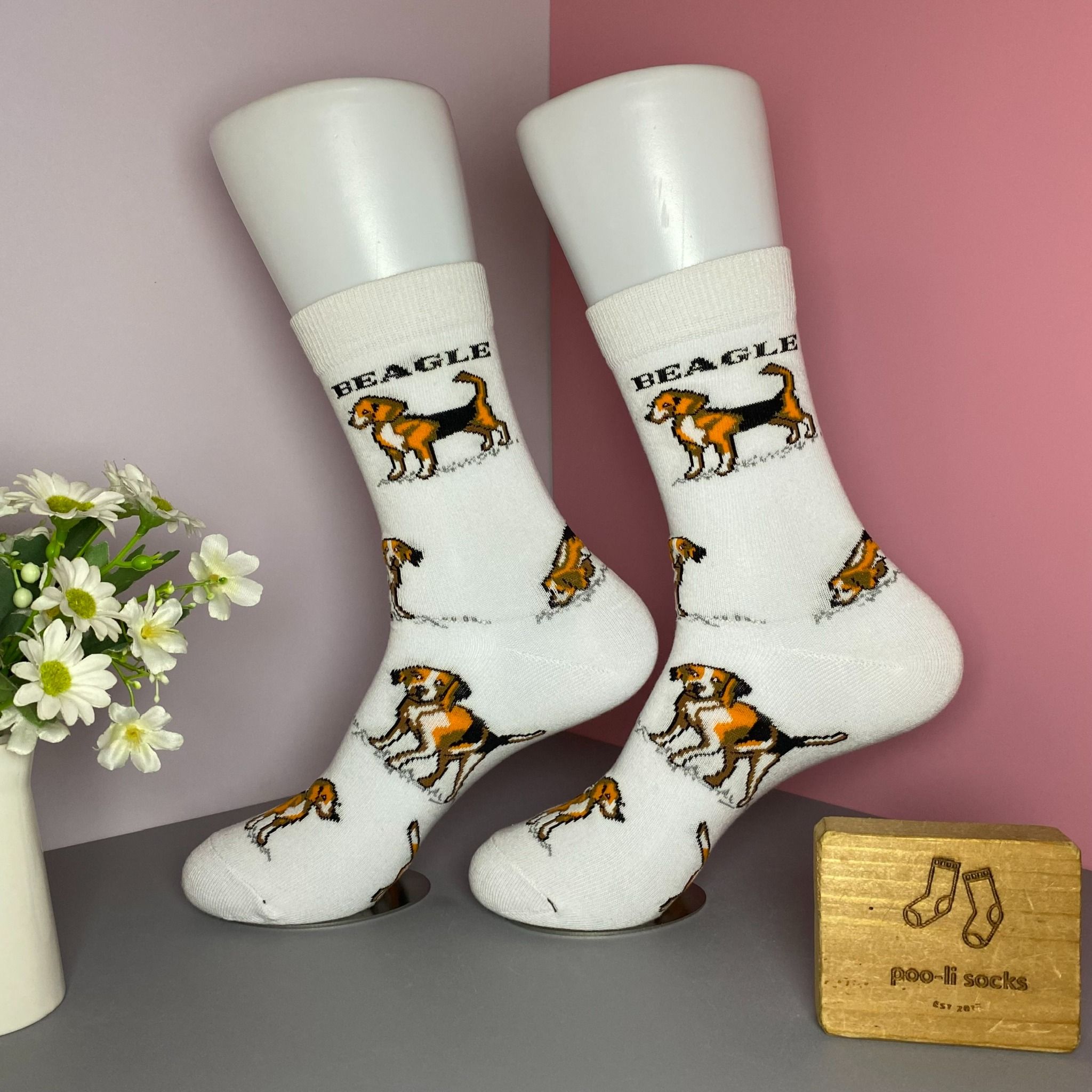 Vớ dài trắng hoạ tiết các giống chó