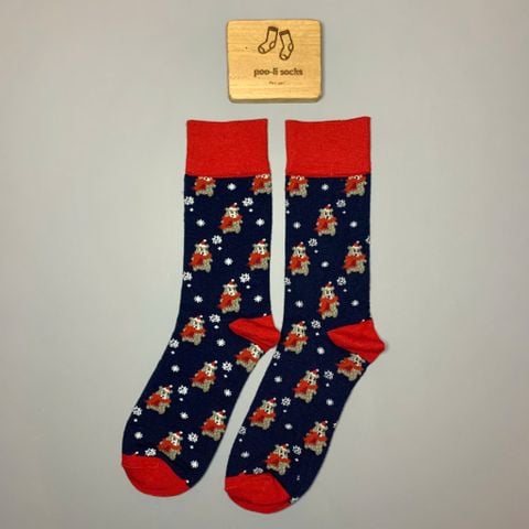  Vớ dài hoạ tiết gấu choàng khăn 