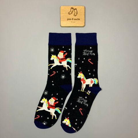  Vớ dài hoạ tiết ông già noel cưỡi ngựa 