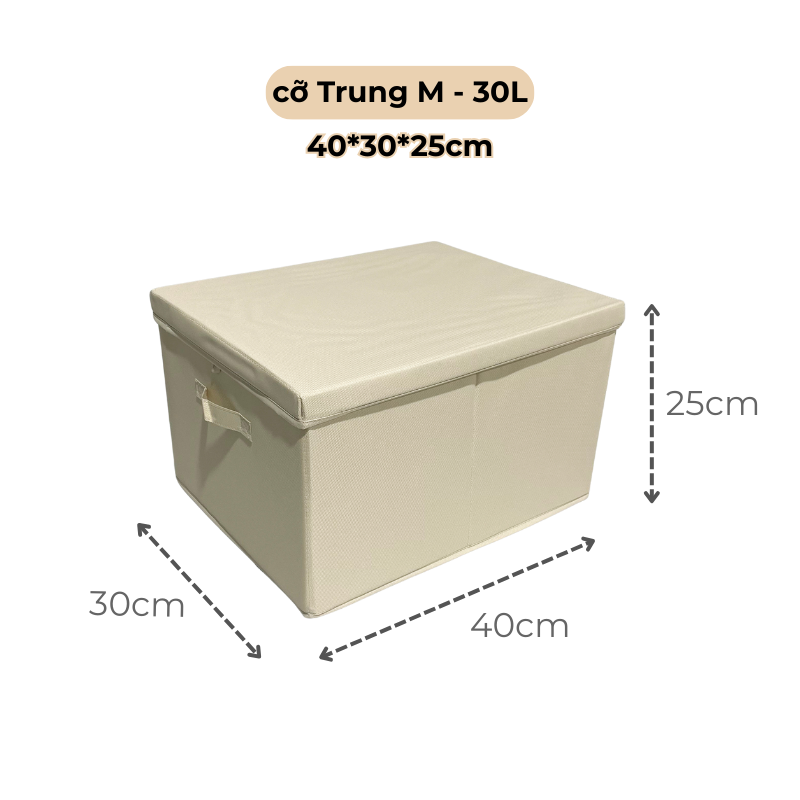 M - HỘP VẢI ĐỰNG ĐỒ ĐA NĂNG CÓ NẮP ĐẬY IKGOODS - Be Size M 30L