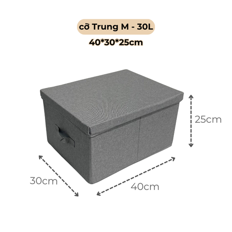 M - HỘP VẢI ĐỰNG ĐỒ ĐA NĂNG CÓ NẮP ĐẬY IKGOODS - Size M 30L