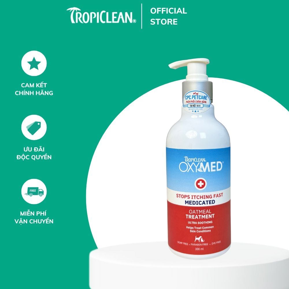 Sữa Tắm Đặc Trị Nấm Viêm Ngứa Da Chó Mèo TROPICLEAN OXYMED Anti
