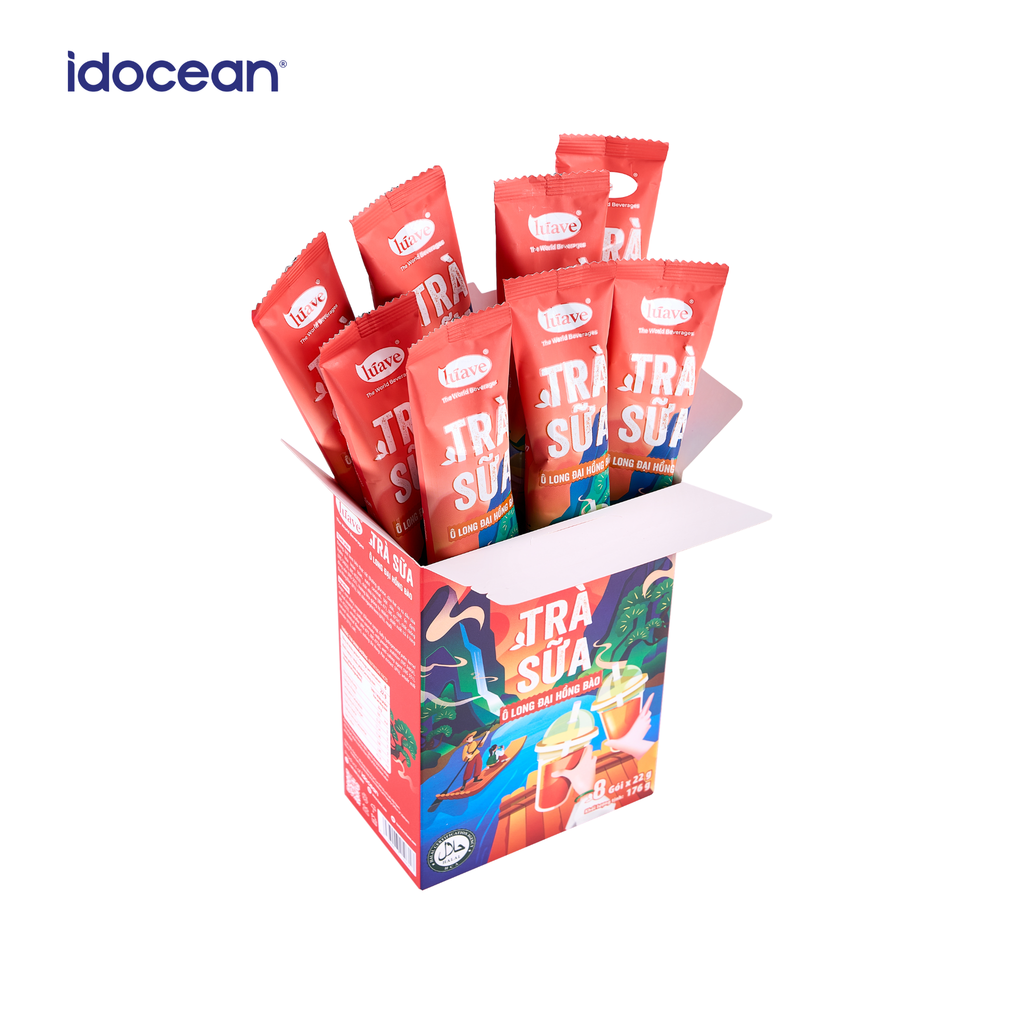 Trà sữa hòa tan Premium Lúave - Vị Ô Long Đại Hồng Bào 176gr (8 gói trà sữa)