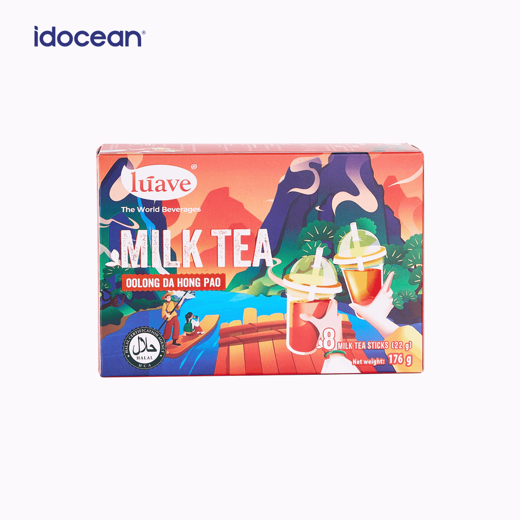 Trà sữa hòa tan Premium Lúave - Vị Ô Long Đại Hồng Bào 176gr (8 gói trà sữa)