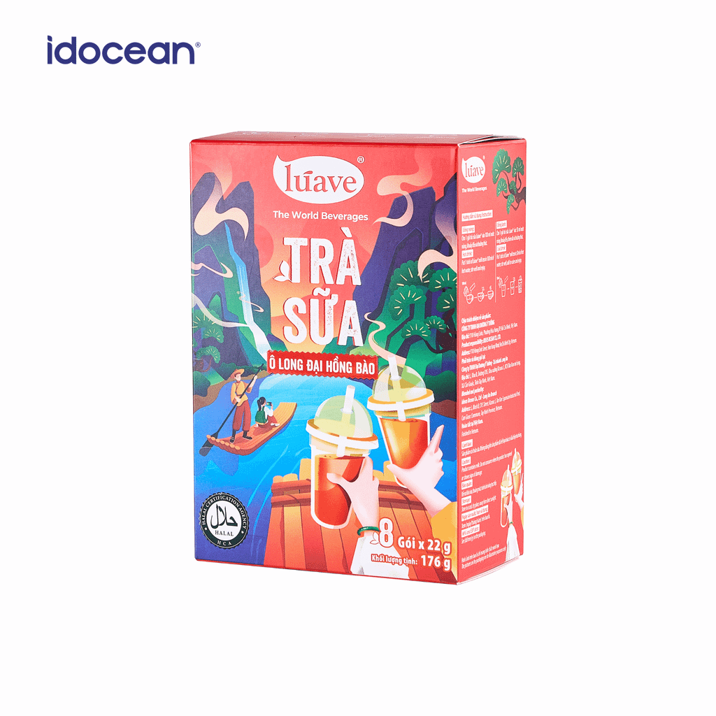 Trà sữa hòa tan Premium Lúave - Vị Ô Long Đại Hồng Bào 176gr (8 gói trà sữa)