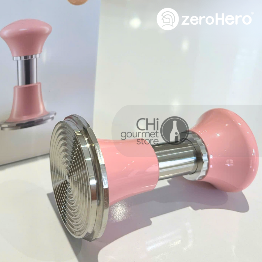 Sword Tamper màu Cherry - 58.5mm Ripple Base - Tay Nén Cà Phê Hỗ Trợ Đều Lực zeroHero