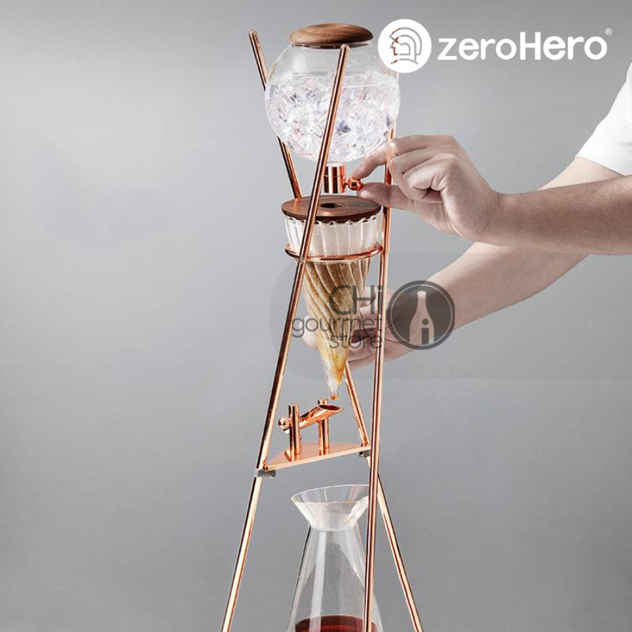 Tháp Pha Cà Phê Coldbrew Dingyuan Deluxe Ice Drip Coffee 800ml Cold Brew Maker zeroHero -  Màu RoseGold