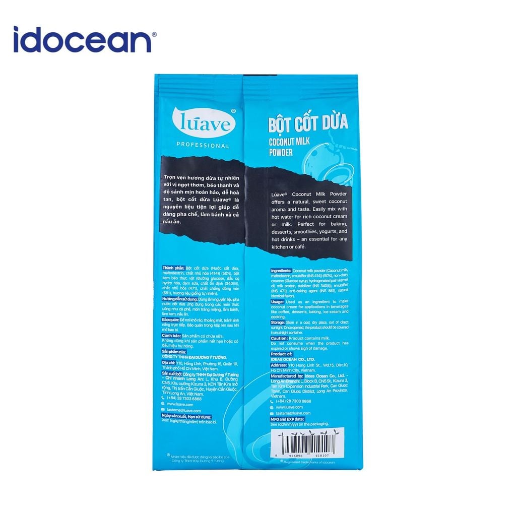 Bột cốt dừa Lúave 500g - Chuẩn Vị Dừa Tươi, Béo Thơm Đậm Đà, Làm Cà Phê Cốt Dừa, Làm Bánh, Nấu Chè