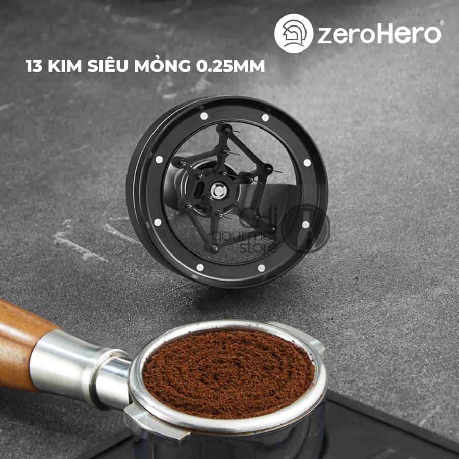 Combo Dụng Cụ Pha Chế Sword Needle Distributor Và Tamper-58,5mm Ripple Base Mirror zeroHero