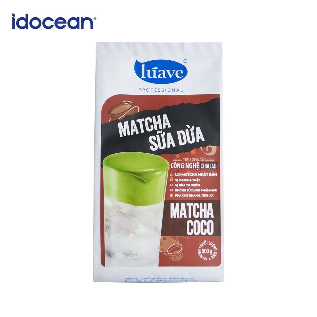 Bột Matcha Sữa Dừa Lúave Professional 500gr - Đậm vị Uji Matcha Nhật Bản, hương vị dừa tự nhiên