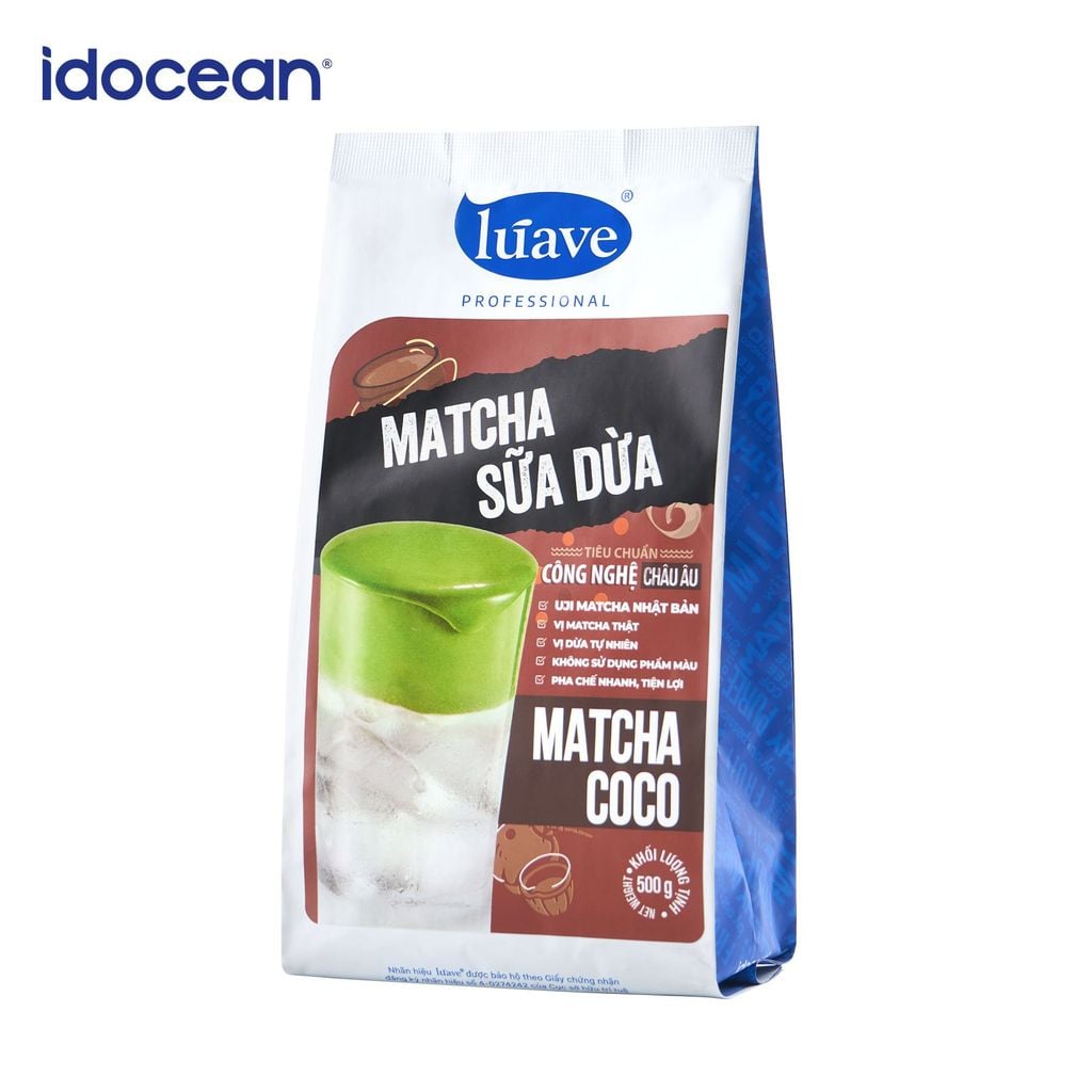 Bột Matcha Sữa Dừa Lúave Professional 500gr - Đậm vị Uji Matcha Nhật Bản, hương vị dừa tự nhiên